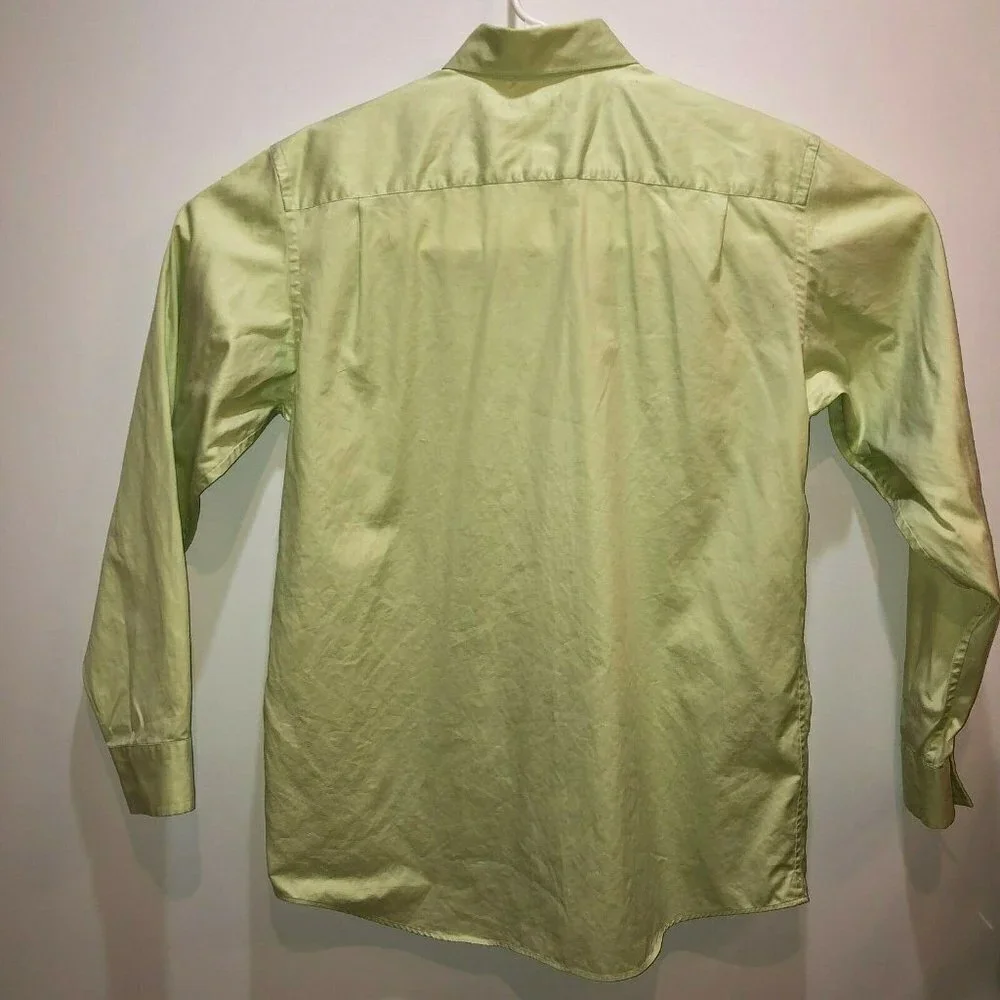 Banana Republic Large Sz 16-16.5 Green Fitted Long Sleeve Button Front Shirt